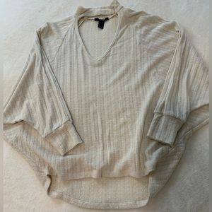 Forever 21 Cream Bat Wing Long Sleeve Collar V Neck Small S  Knit Soft